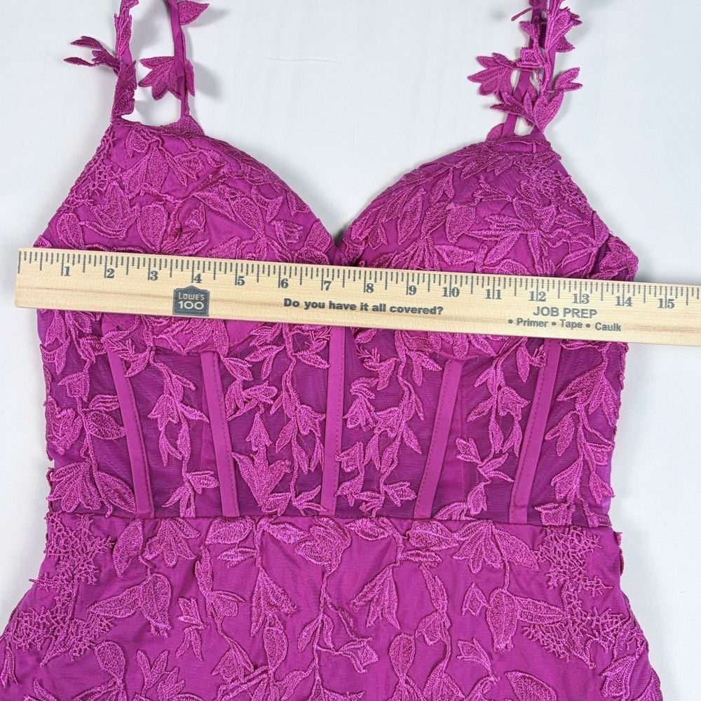 Pink Corset Bustier Mesh Lined Mini Dress Fairycore Party Coquette Sz 6 Lace-up - Picture 5 of 8
